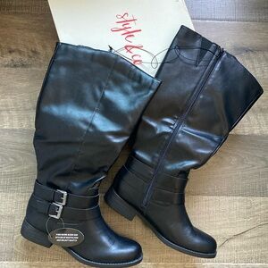 Style & Co Maliaa Buckled Black Boots (Wide Calf)